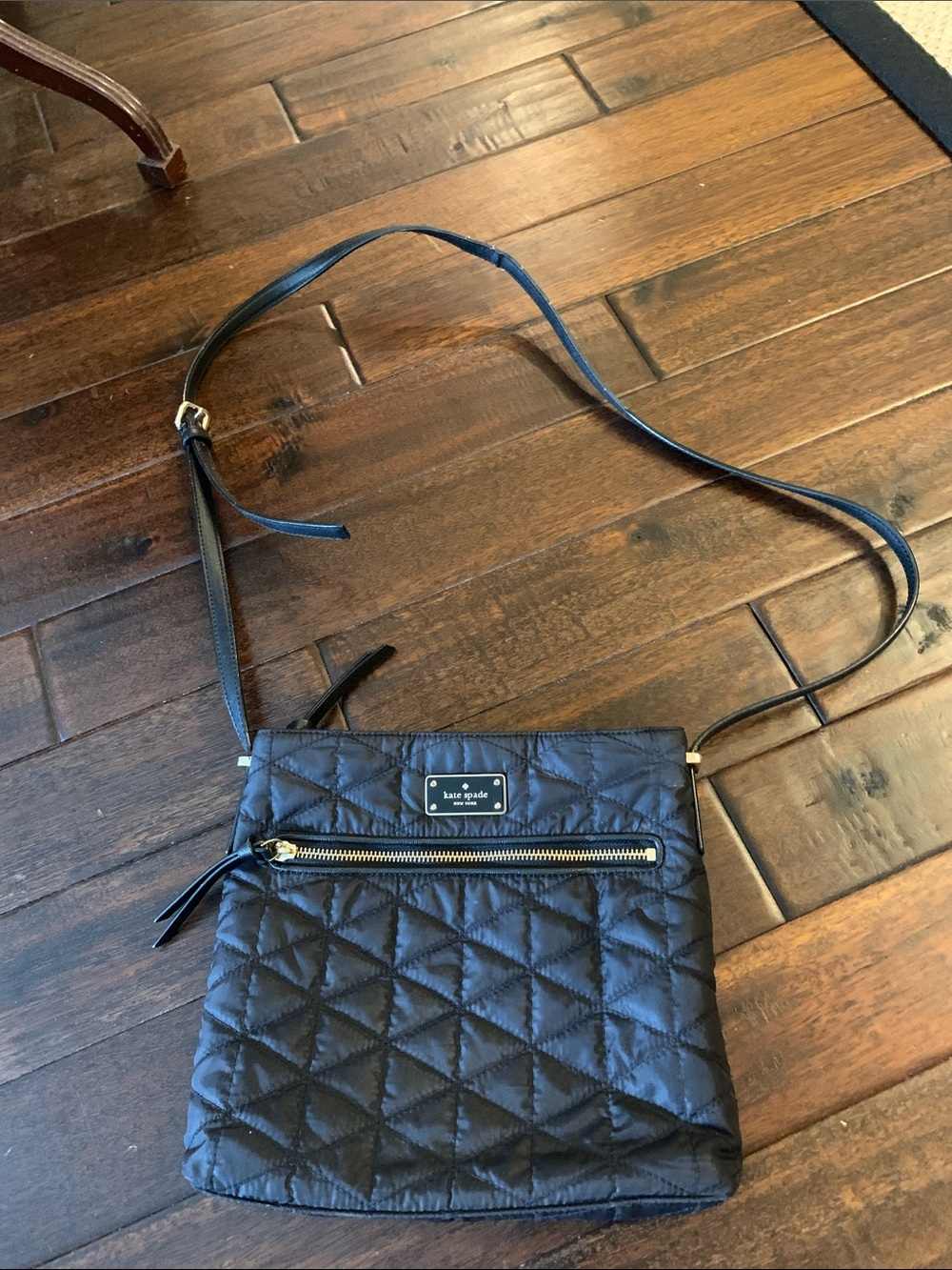kate spade ♠️ black quilted crossbody with gold hardware